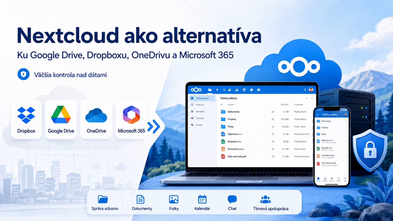 Nextcloud ako alternatíva ku Google Drive, Dropboxu, OneDrive a Microsoft 365