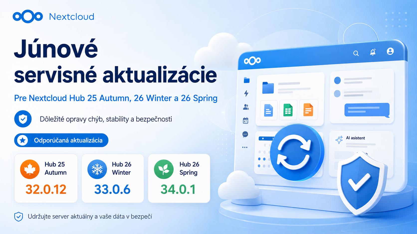 Údržbová aktualizácia Nextcloud Hub 34.0.1 - administrátorské rozhranie