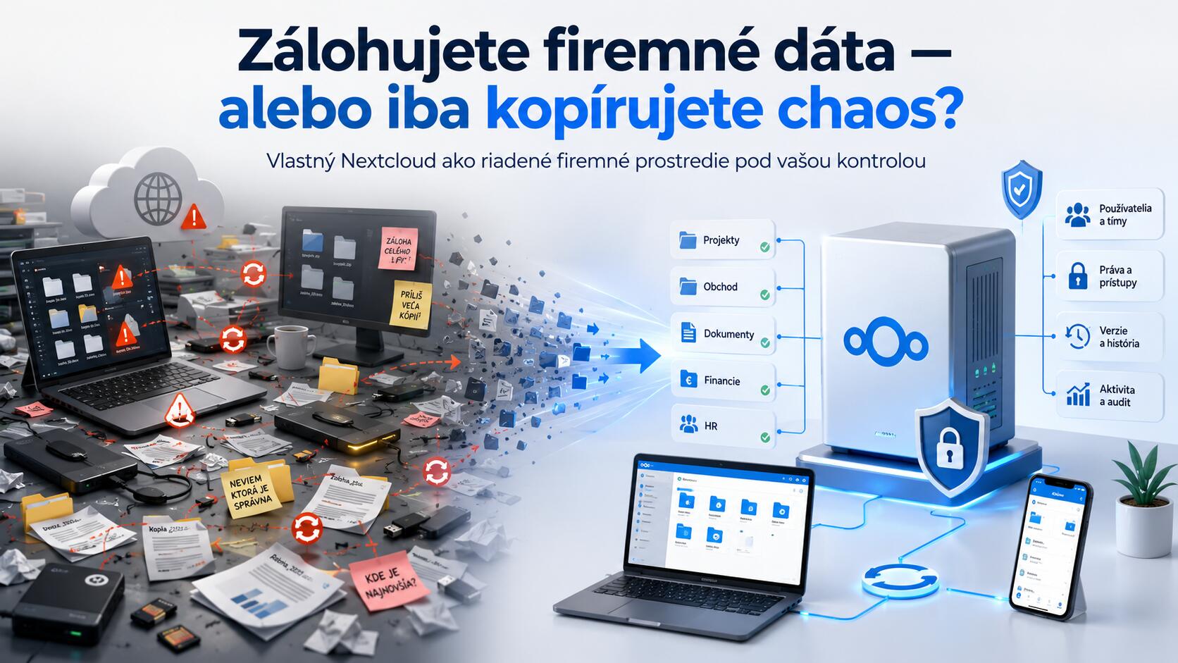 Zálohovanie firemných dát verzus roztrúsené dokumenty na počítačoch a v verejnom cloude