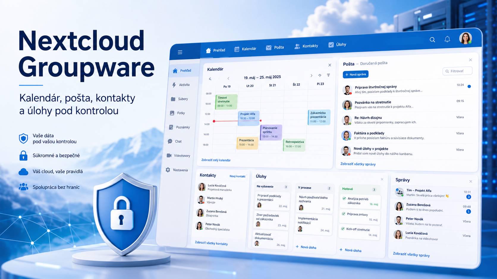 Nextcloud Groupware ako súkromné prostredie pre kalendár, kontakty, poštu a tímové úlohy
